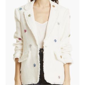 Cinq à Sept White Blazer with Multicolor Floral Accents